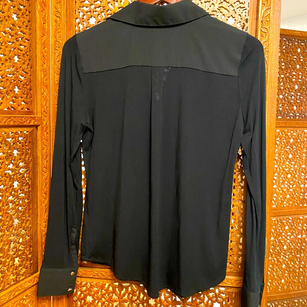 🚺 WHBM black blouse with gold buttons - Picture 2 of 5